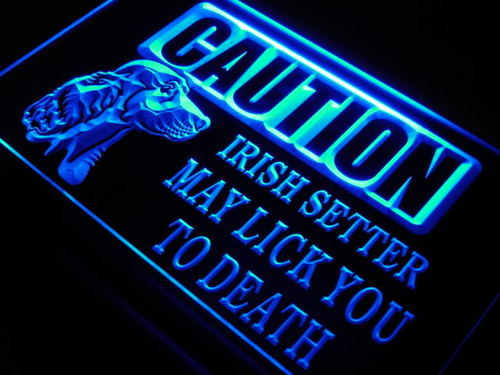 Caution Irish Setter Lick Dog Neon Light Sign